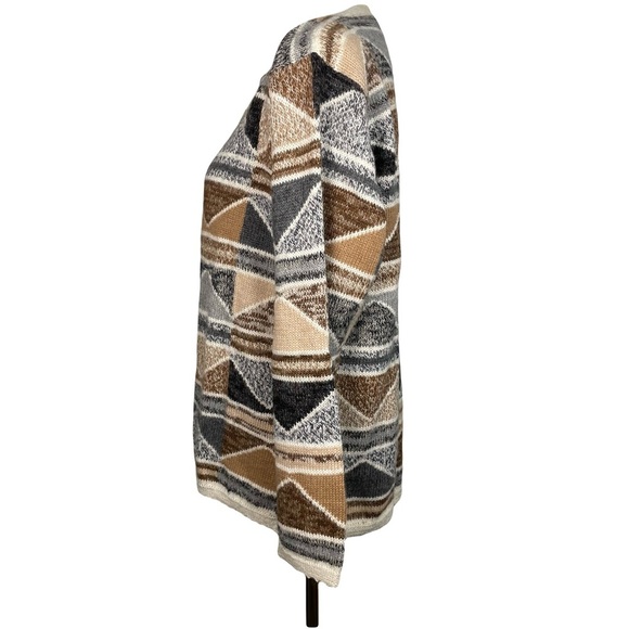 La Vicunita Baby Alpaca Multi Colored Cardigan Abstract print Sweater XL - Picture 2 of 11